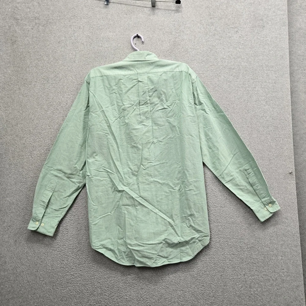 Ralph Lauren Men Button Up Shirt 15.5 Green Embroidered Classic Chambray